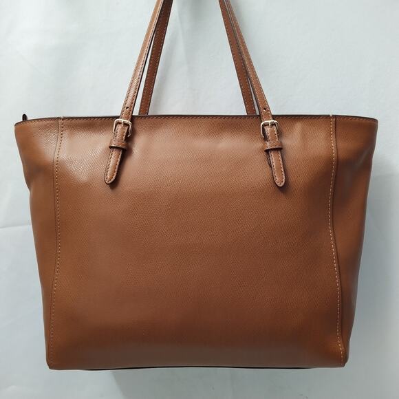 Coach Brown Pebbled Leather Turnlock Double Handles Large Tote Shoulder Bag - Picture 2 of 16